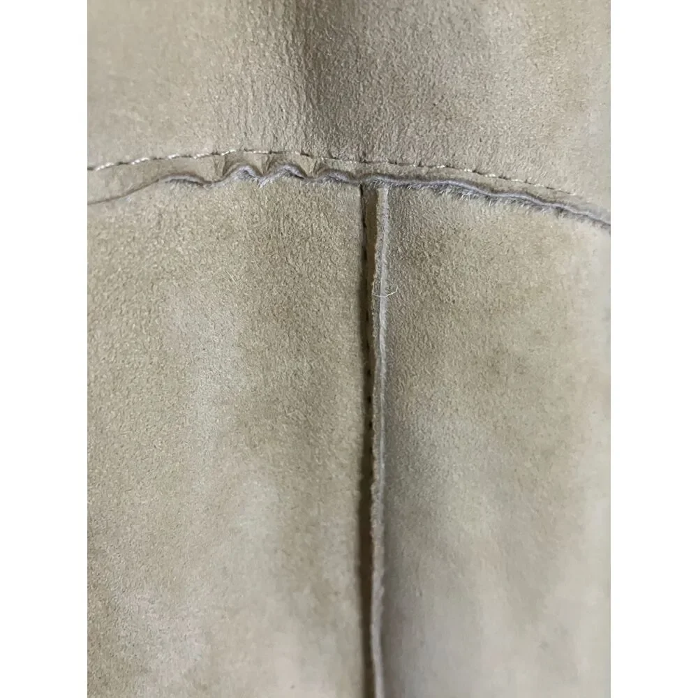 Sundance Suede Shearling Coat Beige Bohemian Button Front Size XL - Picture 7 of 14